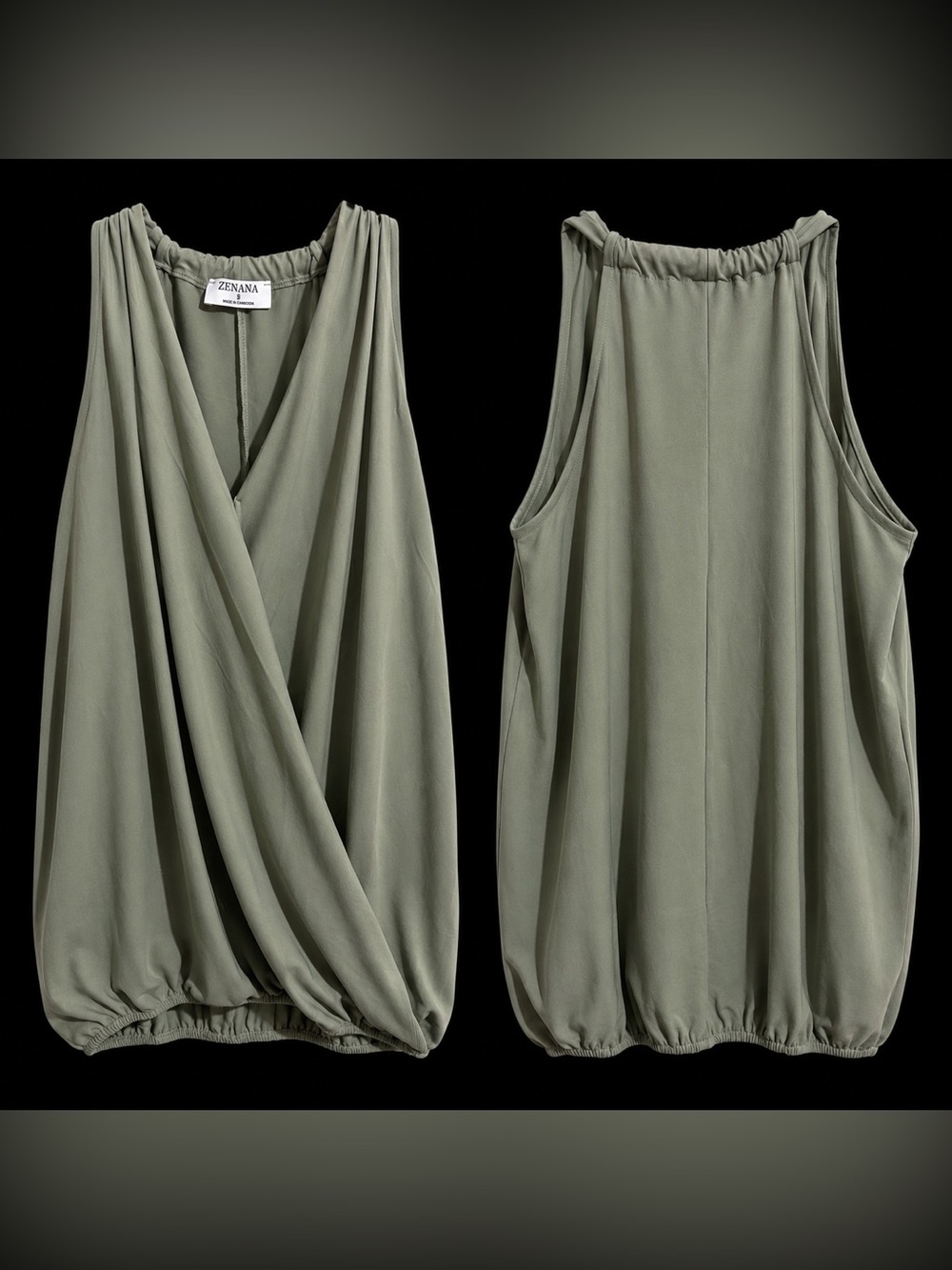 🆕 Buttery Soft V-Neck Drape Wrap Top Sage NWT S-XL - Picture 2 of 4